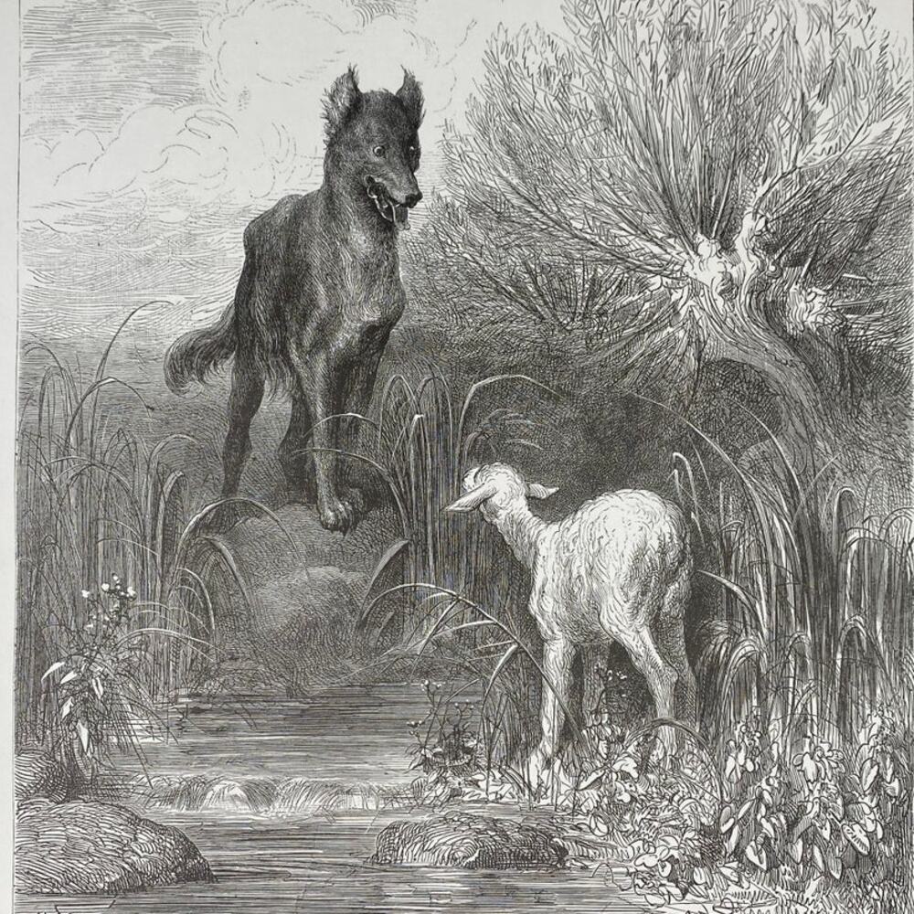 Dore, Fables, de La Fontaine, Wolf and Lamb, Print, Bookplate, ~ 240706-WH 290